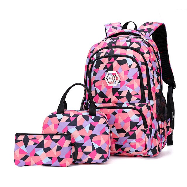 3 Stks/set Kinderen Schooltassen Meisjes Primaire Rugzak Kind School Backpcak Prinses Schooltassen Kids Mochilas Escolar: L black