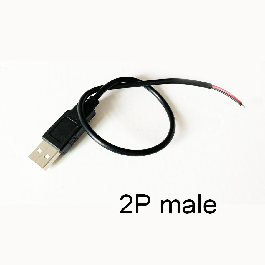 Cable de fuente de alimentación de 30cm, 2 pines, USB 2,0, hembra, macho, 4 pines, cargador, Conector de extensión, línea de 5V, DIY, 1 ud.: Verde militar