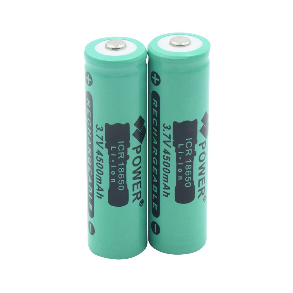 1/2/4 pièces 3.7V 4500mAh ICR 18650 Lithium Li Ion batterie Rechargeable bouton haut torche lampe de poche Batteries de remplacement: 2 pieces