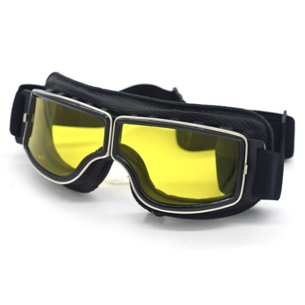 Evomosa – lunettes de moto universelles Vintage, pour pilote, Scooter, motard, Steampunk, pour casque Harley: Yellow Lens