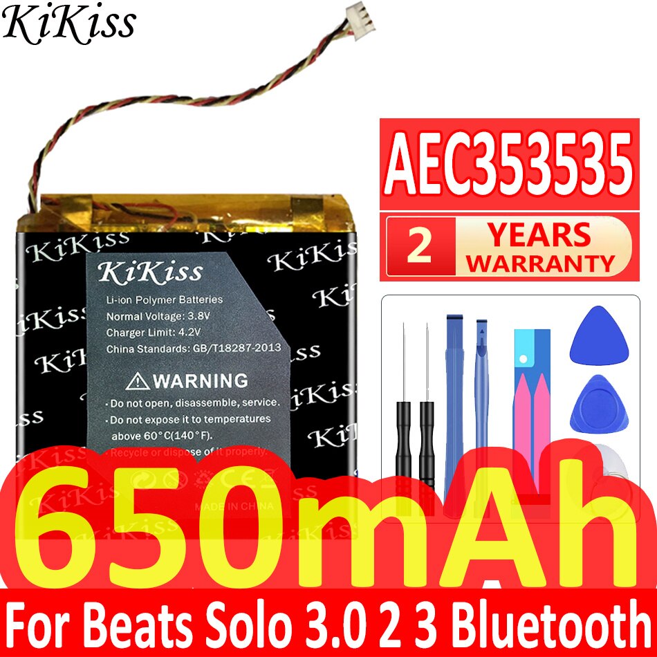KiKiss Battery AEC353535 AEC643333 for Beats Solo 3.0 2 3 Wireless Bluetooth Headset Solo2 Solo3 Studio 2 2.0 3.7V PA-BT05: AEC353535