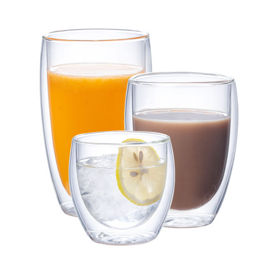 250/350/450ml copa de vidrio de vino café de leche doble capa de aislamiento de vidrio de agua taza de bebida vaso de whisky vasos de vidrio