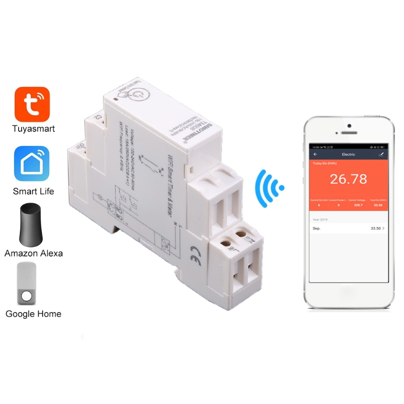 1 Phase WIFI Energy Meter w Timer Switch APP Remote Control 100-240VAC 110V 220V