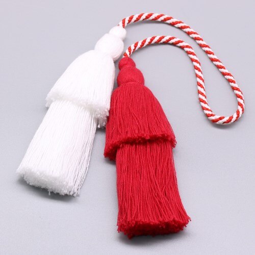 Borlas rojas y blancas mixtas de algodón para cortina de ventana, decoración del hogar, Clip para cortina de sala de estar, borlas, soporte para cortina para el hogar, 1 ud.: 1 Red White 1pcs
