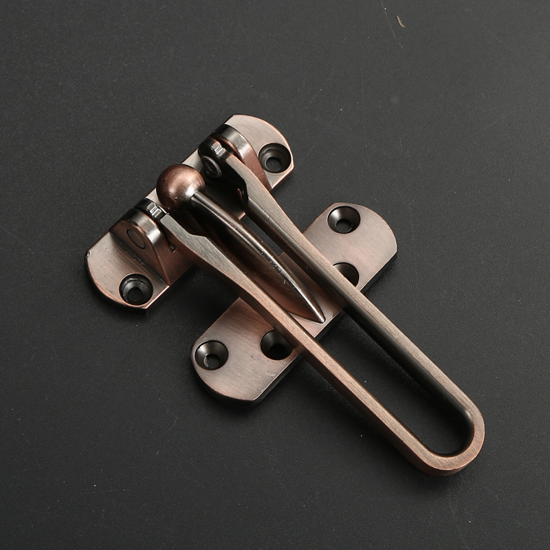 Forsikring dørbolt hjem tyverisikring romdørstang dørspenne lås kjede rustfritt stål sikkerhet soverom barn hotell låsesikring spenne: Brun