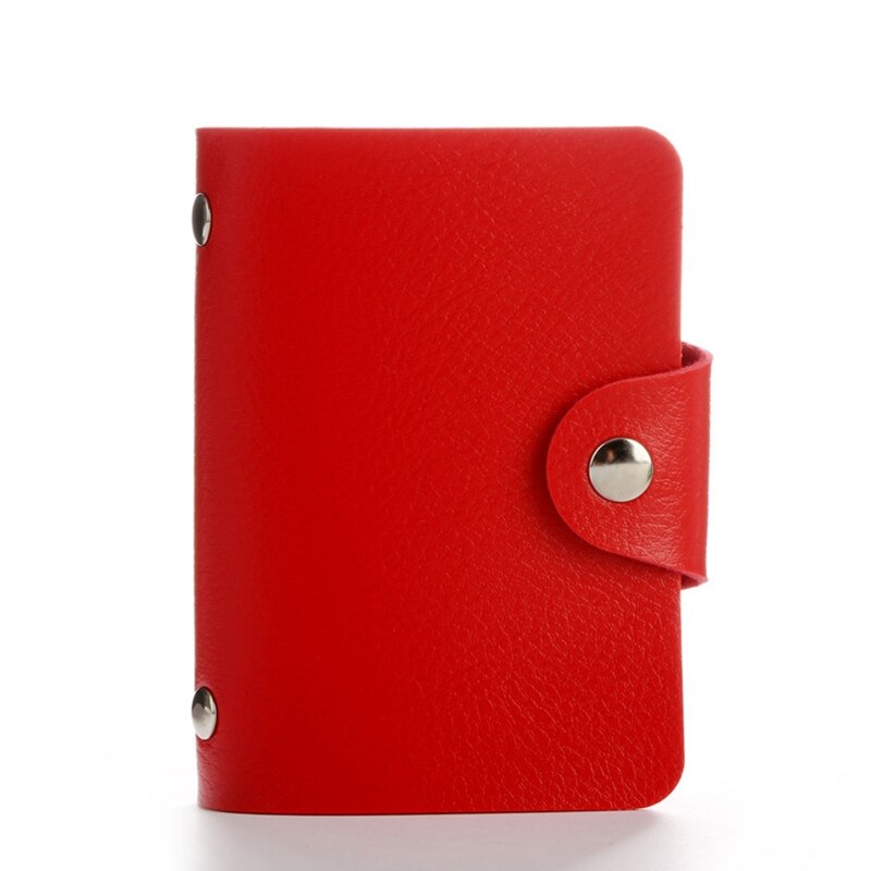 PU Leather Business ID Credit Card Holder Pocket Case Purse Wallet Organizer M5TE: Red 24 Bits