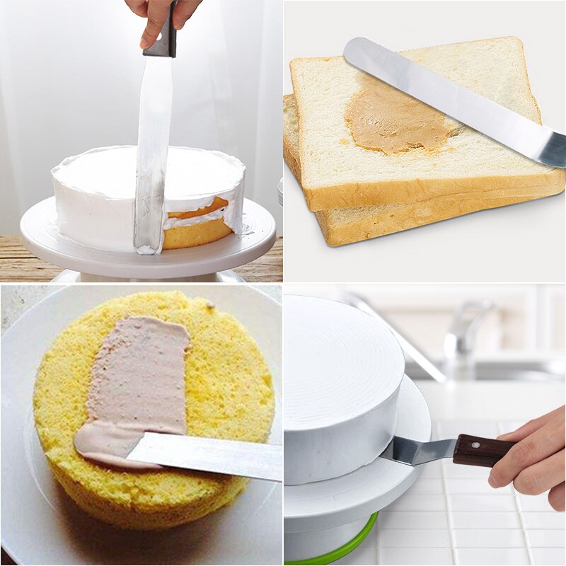 Fais Du 4 6 8 10 Inch Spatel Cake Decoreren Gereedschap Roestvrij Staal Met Houten Handvat Crèmemes Spatel Voor Cake Gladder Gladdere Glazuur