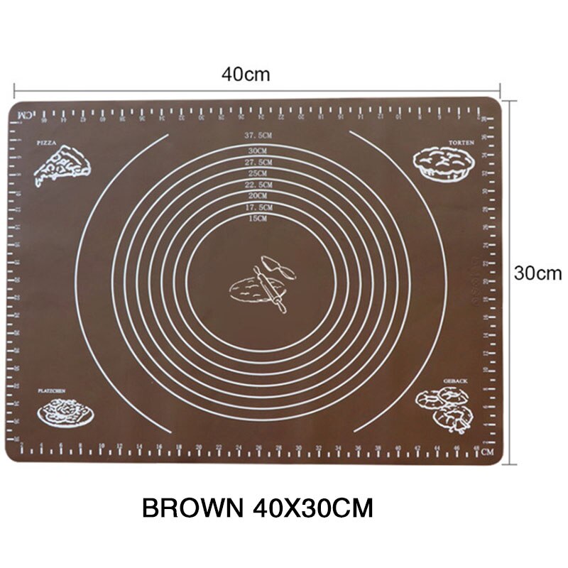 Kneading dough mat silicone Pastry Accessories Sheet Pads Thick Non-stick Rolling Mats Kitchen Cookie Cake Baking Mat Tools: Brown 40x30cm