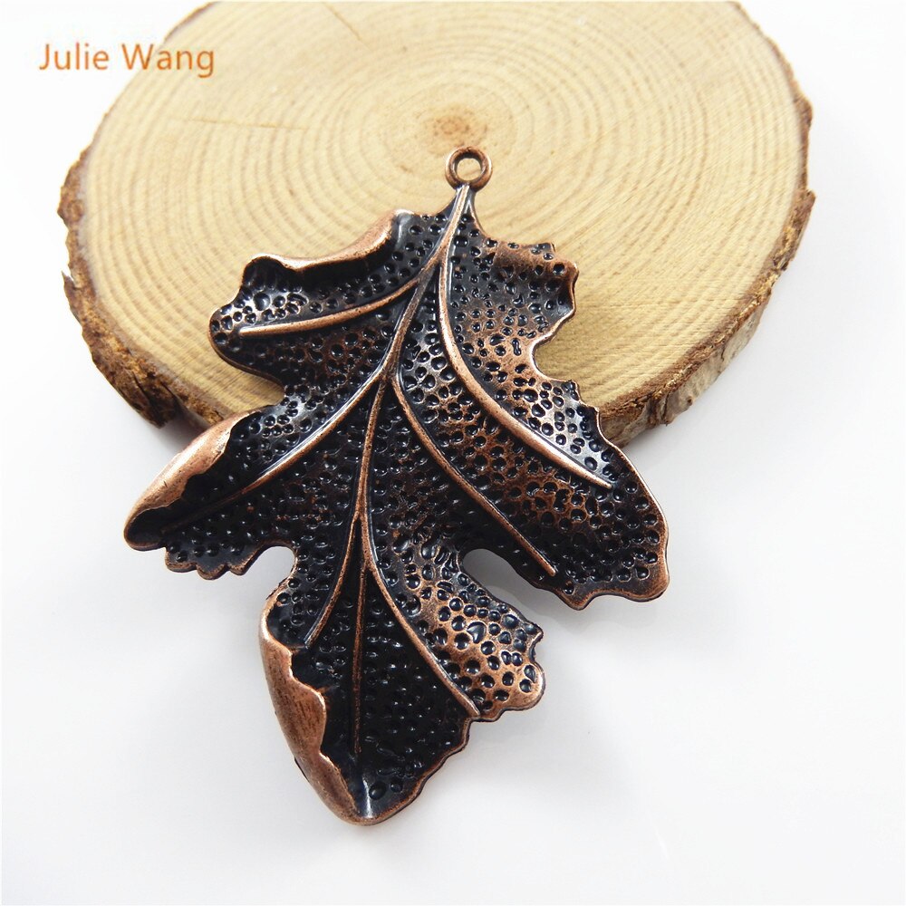 Julie wang 2 stücke antike rot kupfer charme lebendig blatt Suspension anhänger für schmuck halskette handwerk zubehör