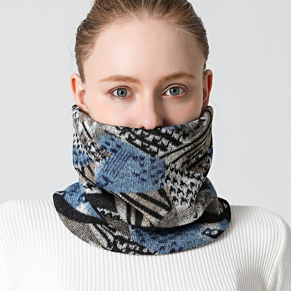 2022 print ring tørklæde kvinder vinter hals snood tørklæder unisex kvindelige geometrisk varm pels barn mænd udendørs tørklæder