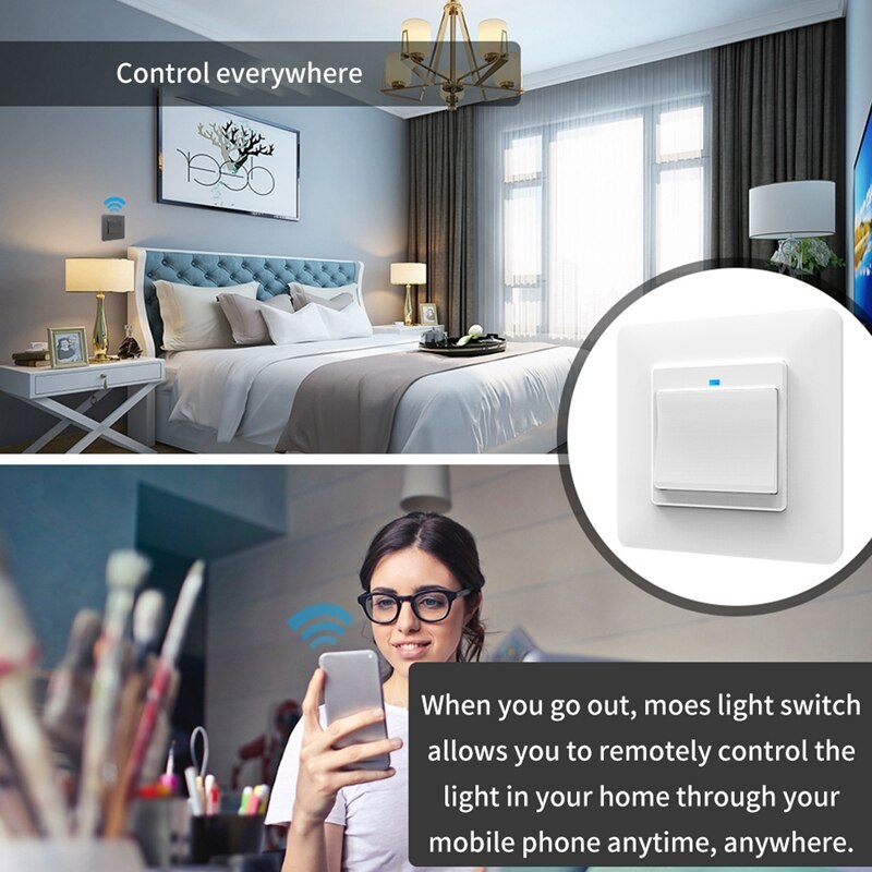 WiFi Smart Light Wall Switch Socket Outlet Push Button EU Smart Life Tuya Wireless Remote Control
