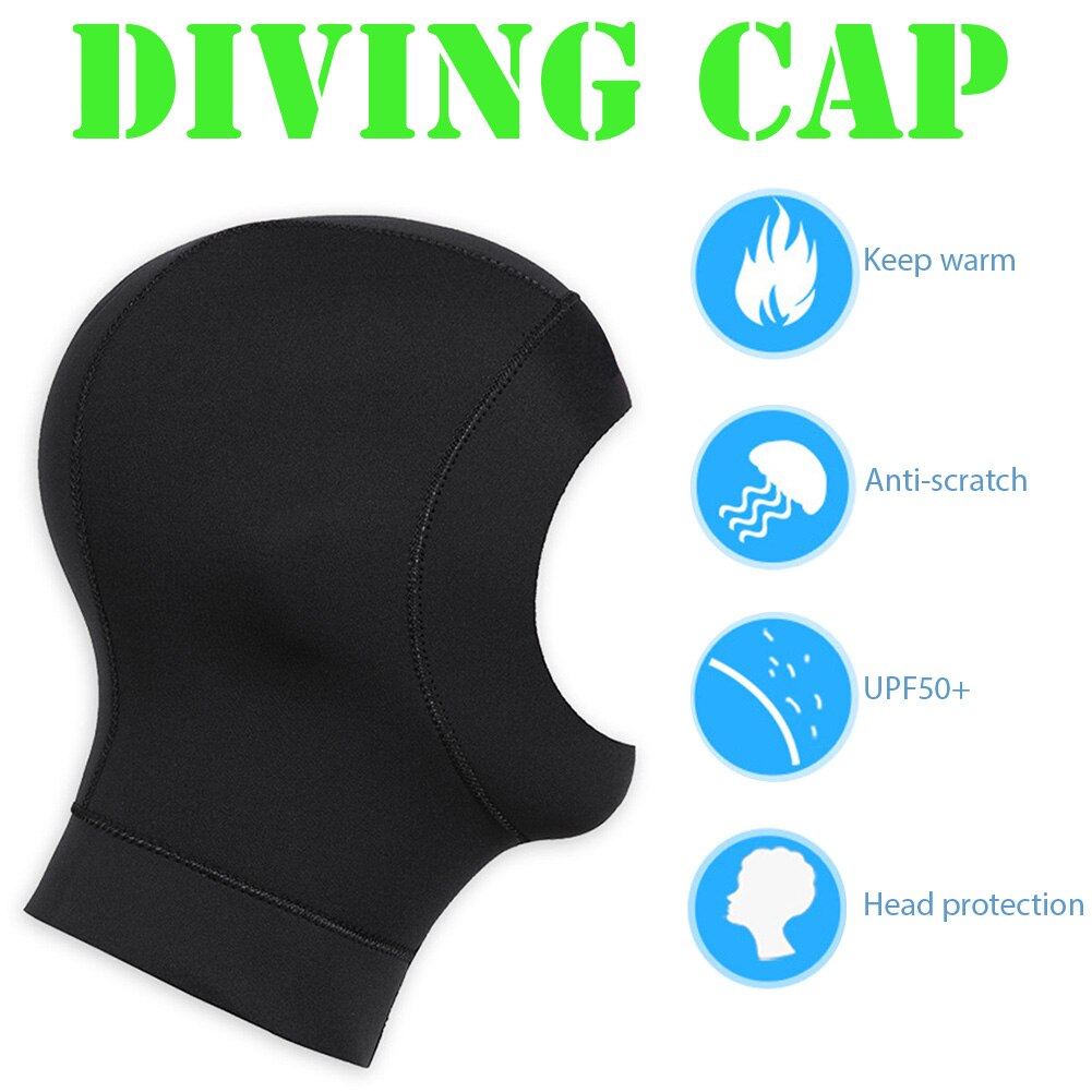 Neoprene Swim Cap - 3mm Warm Diving Hat for Snorkeling, Scuba, Surfing - UV Protection