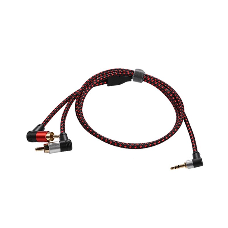 90 Degree 3.5mm Male to 2 RCA Male Cable Right Angle Stereo AUX Y Splitter Cord Microphone Jack Plug for Laptop 1M: Default Title