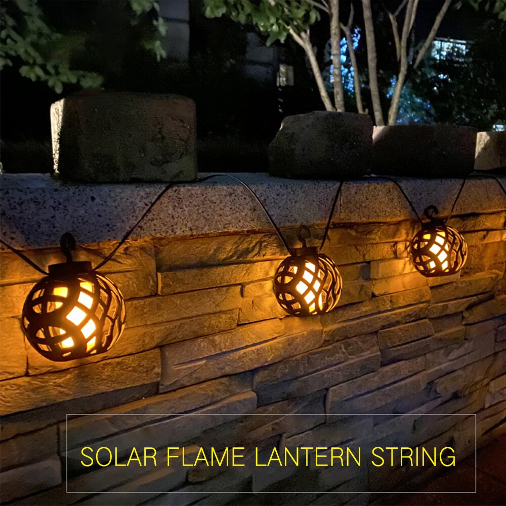 Led Solar Flame Lantaarn Lichtslingers Power Led String Kerstverlichting Solar Slingers Tuin Kerst Decor Voor Outdoor Gazon Decor