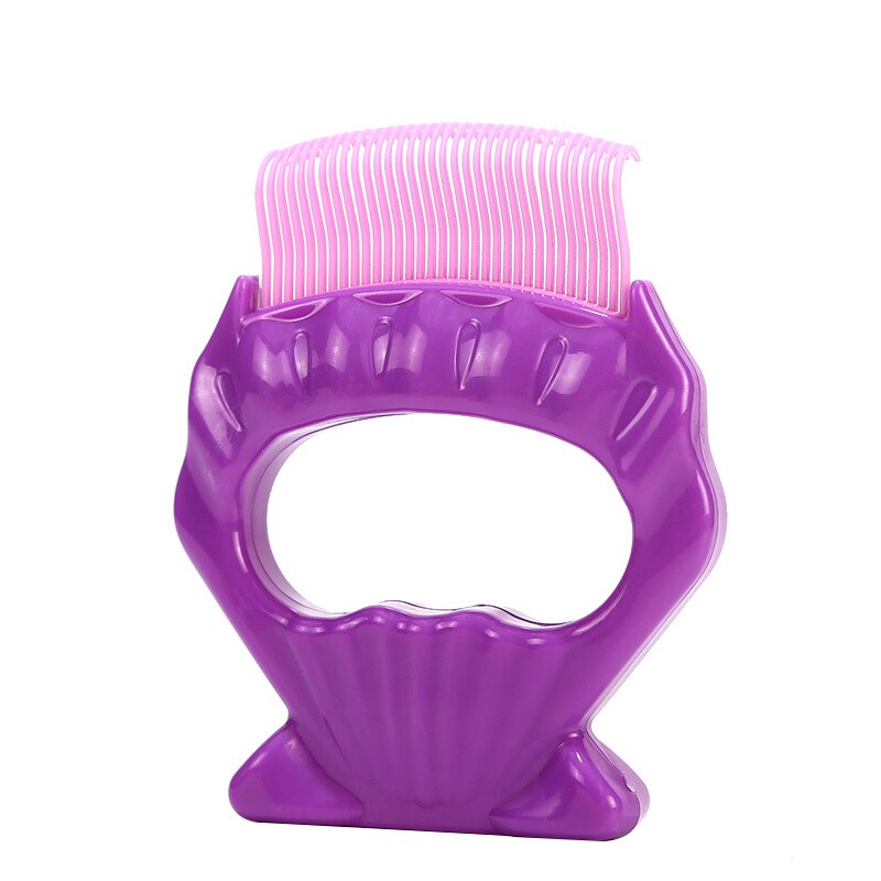 Cepillo de cardado para pelo corto para mascotas, productos para gatos, accesorios de cepillo para gatos, cepillos de esquina para pelo de masaje, peine de pulgas: Púrpura