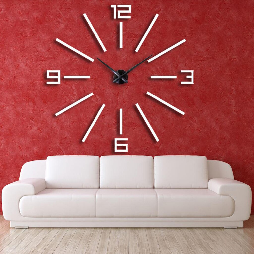 Grande FAI DA TE Orologio Da Parete Moderno 3D Numeri Adesivi Orologio Da Parete con Specchio per la Casa
