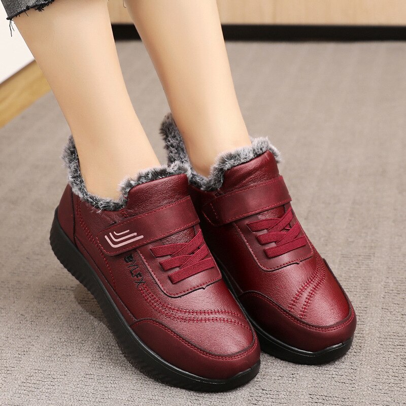 Botas de nieve para mujer, nuevos botines de mujer de felpa, botas de invierno impermeables, botas para mujer, zapatos de invierno para mujer, botines para Mujer 40: Red / 38