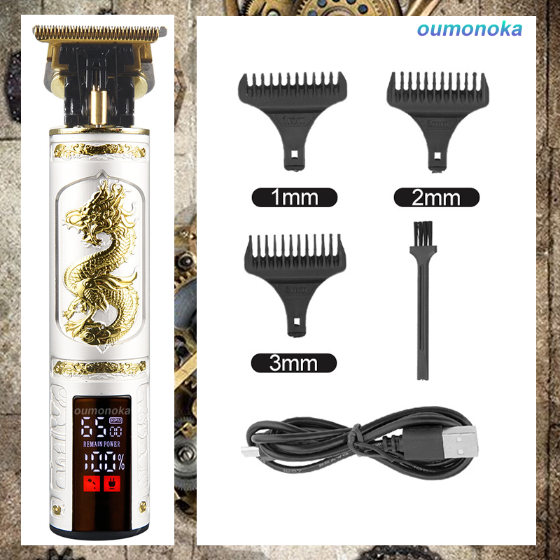 en Afeitadora eléctrica , recortadora de barba para hombres, cortadora de pelo inalámbrica, Máquina para cortar cabello, Barba, peluquero, corte de pelo: Negro