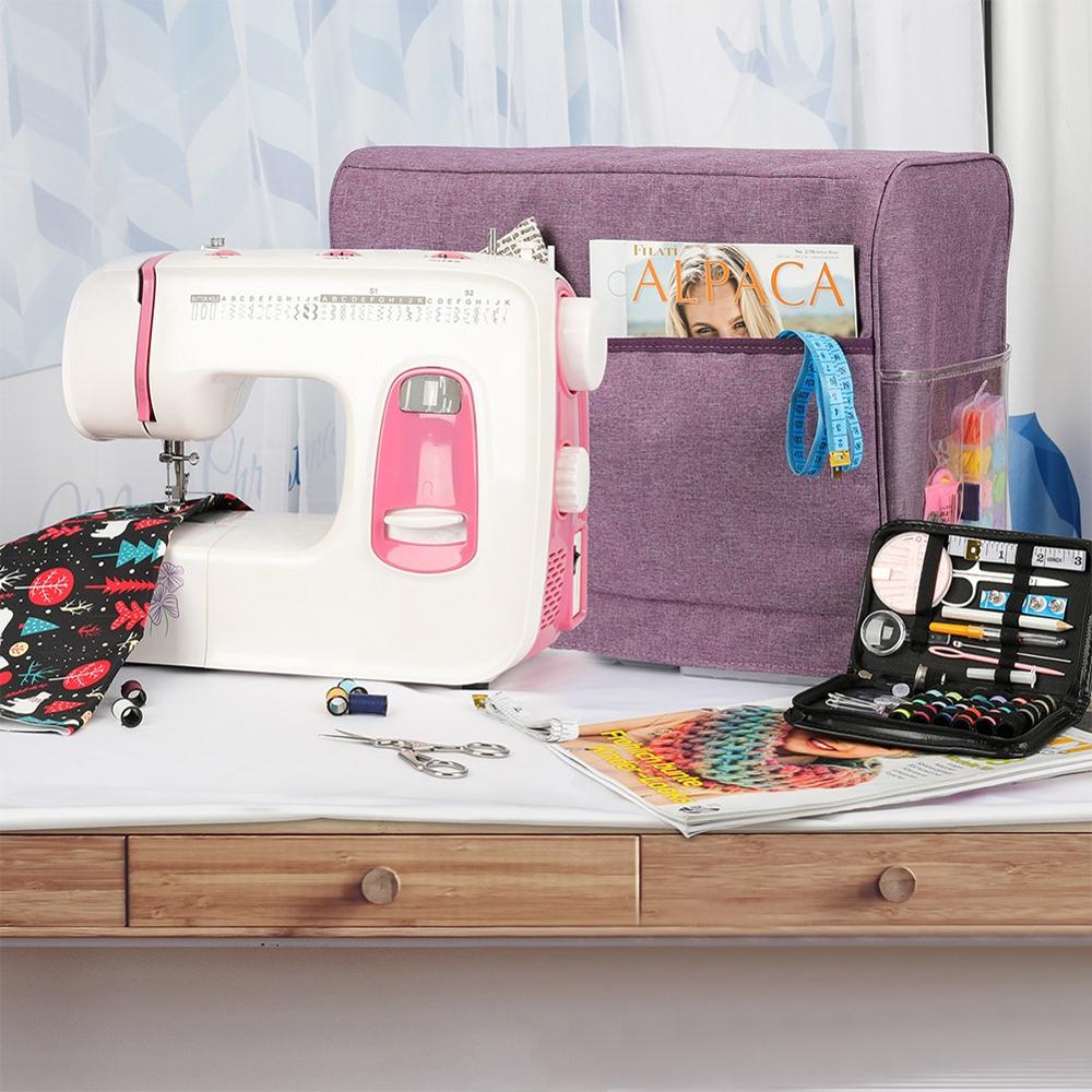 Sewing Machine Dust Cover with Storage Pockets cloth Compatible with Most Standard Singer and Brother household sew Machines