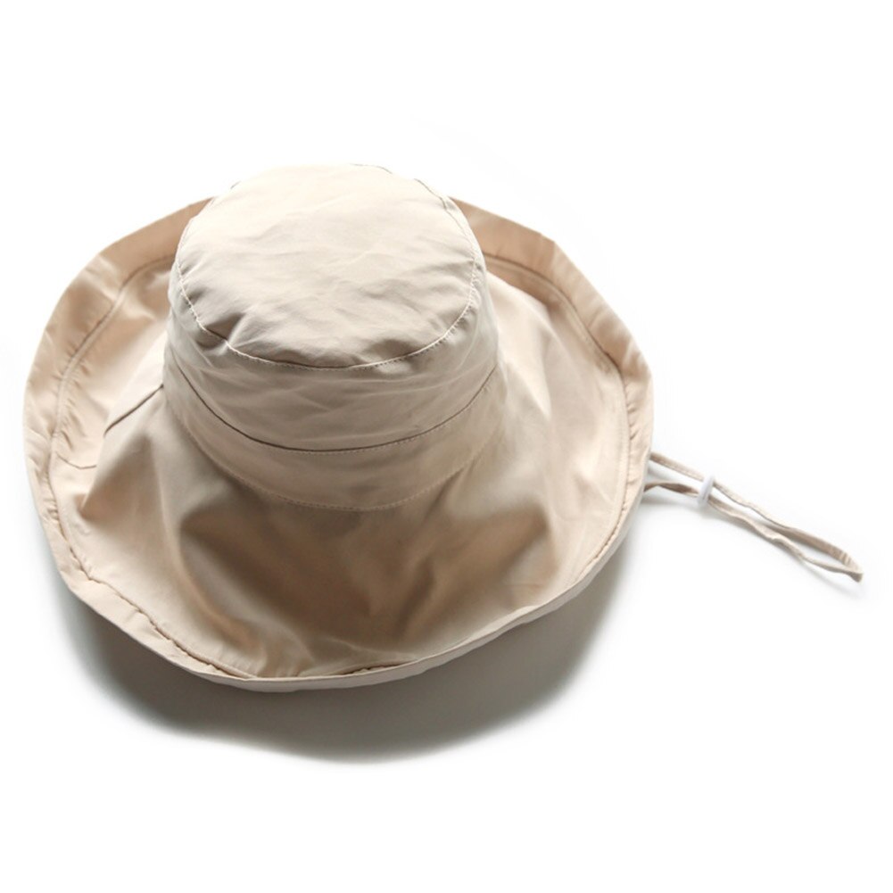 ¡Oferta! Sombrero de sol de verano para mujer, protector solar de ala ancha para la playa, sombrero de viaje para exteriores, sombrero de pescador de doble cara enrollado: Beige