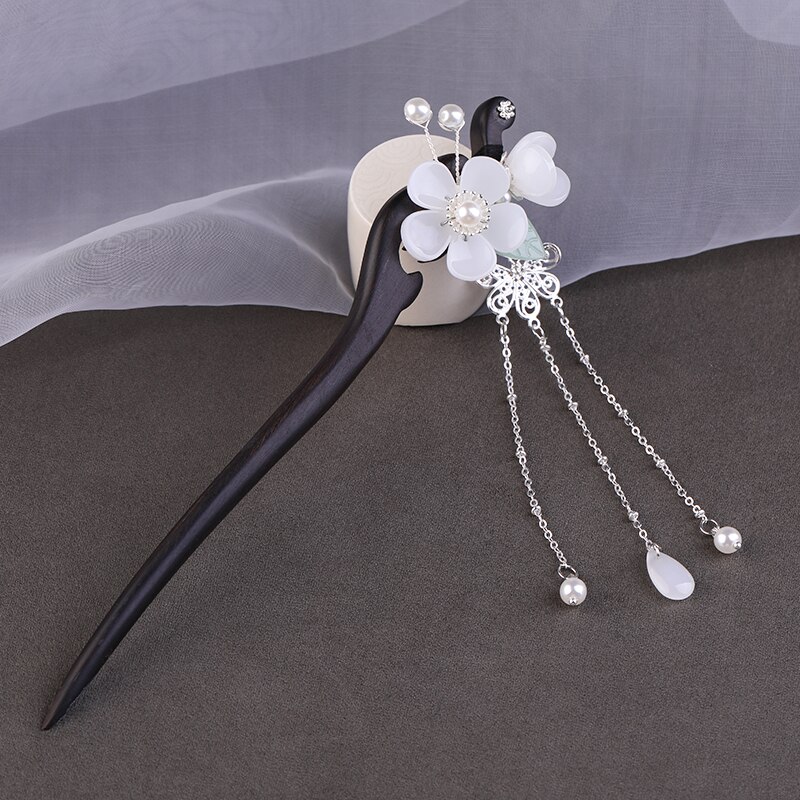 Chinese Hairpins Clips Tassel Flower Pearls Chopsticks Hair Sticks Wooden Hair Forks Jewelry for Women Hair Styling FORSEVEN