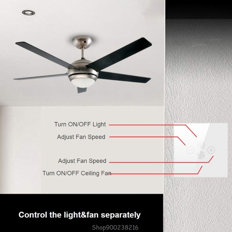 Smart Wifi Fan Light Switch EU/US Ceiling Fan Lamp Switch Hands-free Voice Control Timer Wireless Remote Control D24 20