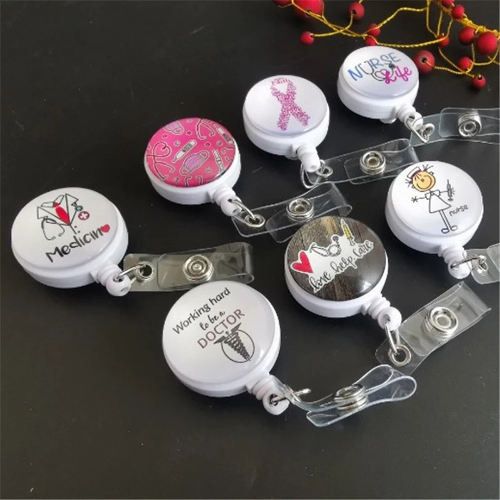 Hospital Cute Cartoon Reel Clip ID Card Retractable Badge Reel Nurse Doctor Badge Holder Name Card Holder