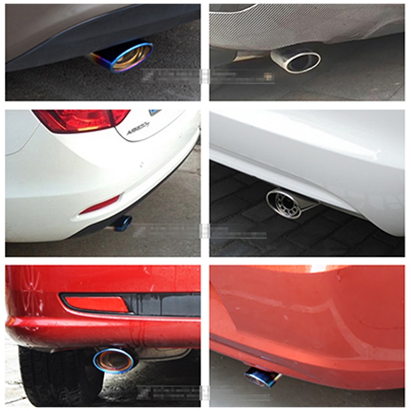 universell biler eksos lyddemper spiss rustfritt stål rør krom listverk modifisert bil bak bakre hale foring tilbehør