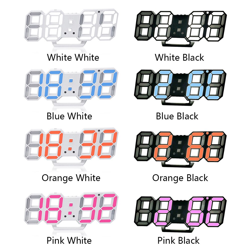 Digital Clock Alarm Led Electronic Home Night Light Modern Decoration Display Wall 3D Desk