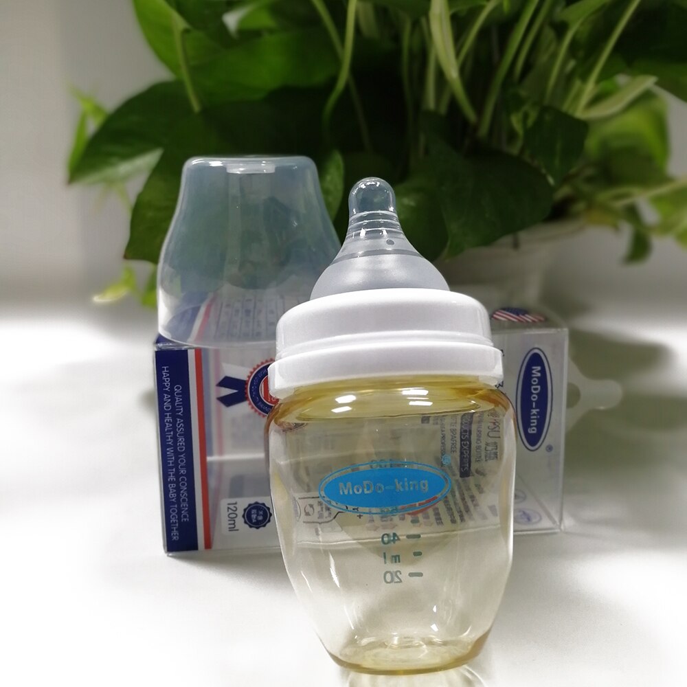 Baby Feeding Bottles 120ml PPSU Material Wide Caliber MoDo-king Infant Nursing Milk Feeding Silicone Nipple