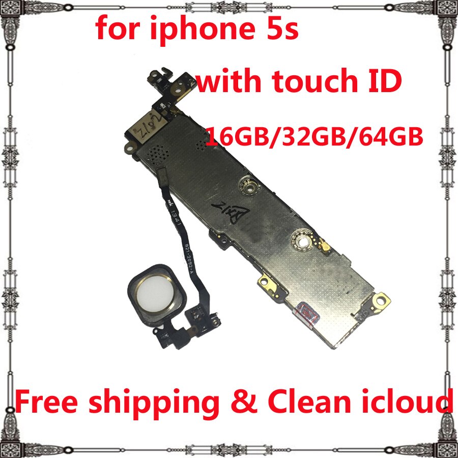 Für iphone 5s reinigen icloud motherboard mit IOS System 16gb 32gb 64gb mainboard mit/ohne touch ID voll chips logic board