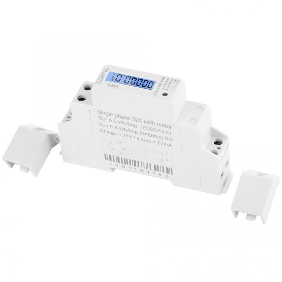 Kwh Meter LCD Digital Display Single Phase Din Rail Electricity Power Consumption Energy Meter 5-32A