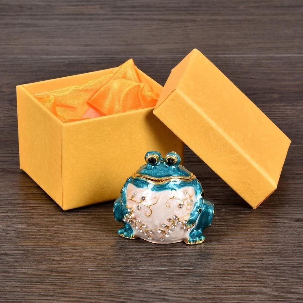 Frog Figurines Trinket Box Earrings and Necklace Hand-Pinted Jewelry Storage Box