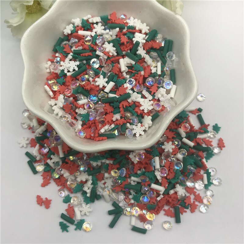 20G Christmassnow En Boom Mixfor Hars Diy Benodigdheden Nagels Art Polymer Clear Clay Accessoires Diy Pailletten Plakboek Shakes Craft