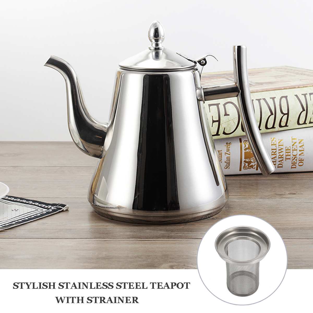 1.8L Stainless Steel Water Kettle TeaPot Thicker With Filter Baskets Hotel Tea Pot Coffee Pot Induction Cooker Tea Kettle