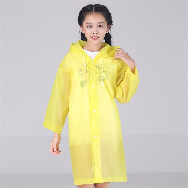 Kids Regenjas Poncho Lange Doorzichtige Plastic Regenjas Cover Waterdicht Hooded Regenkleding Student Kinderen Meisje Jongen Regen Jas: yellow for kids
