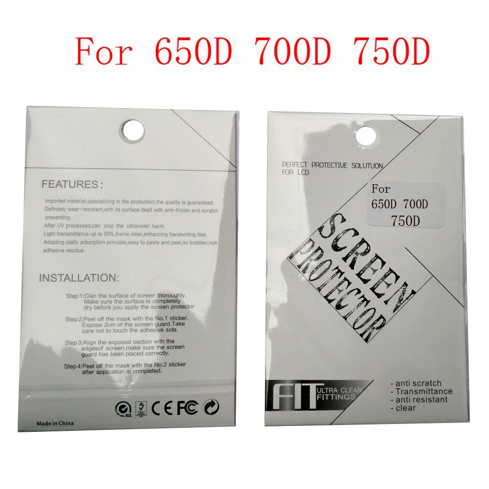 20 stk myk kameraskjermbeskyttelsesfilm for canon 100d 500d 650d 700d 750d 760d 800d 1100d 1300d 1500d 3000d 4000d: 650d 700d 750d