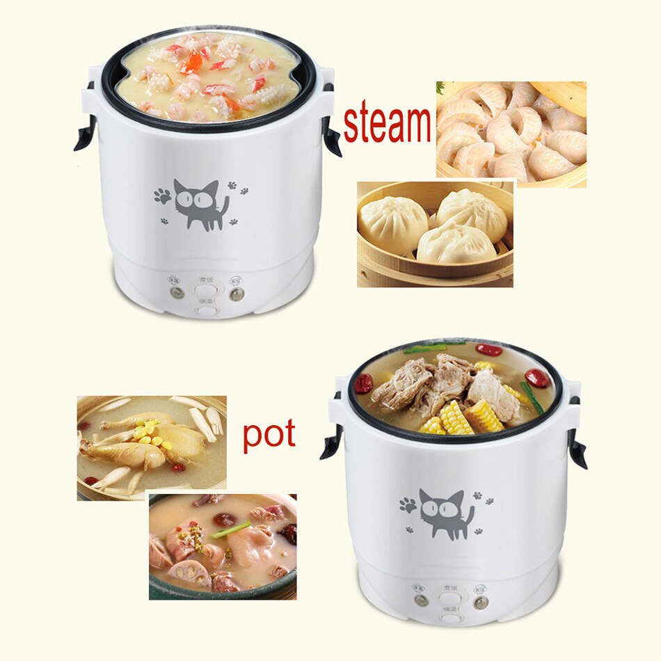 VOGVIGO 1L Rice Cooker Used In House 220v or Car 12v To 24v Enough for Two Persons with English Instructions Kitchen Tools