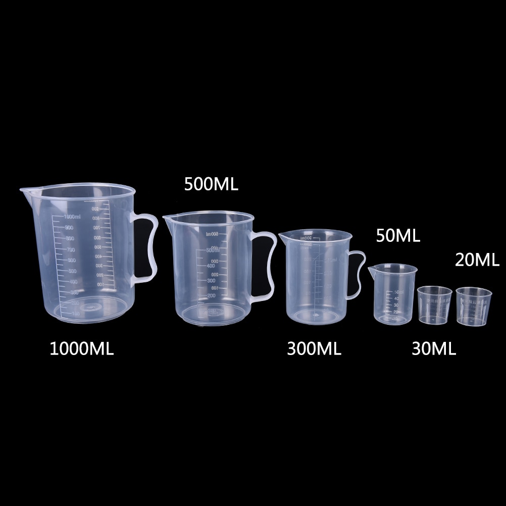 20 ml/30 ml/50 ml/300 ml/500 ml/1000 ml Clear Plastic Afgestudeerd maatbeker Voor Bakken Beker Vloeibare Meten JugCup Container