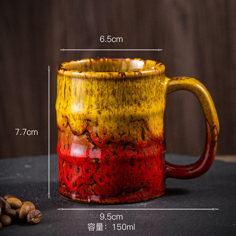 Colored Kiln-changed Coffee Cup 150ml Oil Barrel Shape Mug Office Simple Tea Cup Casual Coffee Shop Drinkware Afternoon Tea Set: green