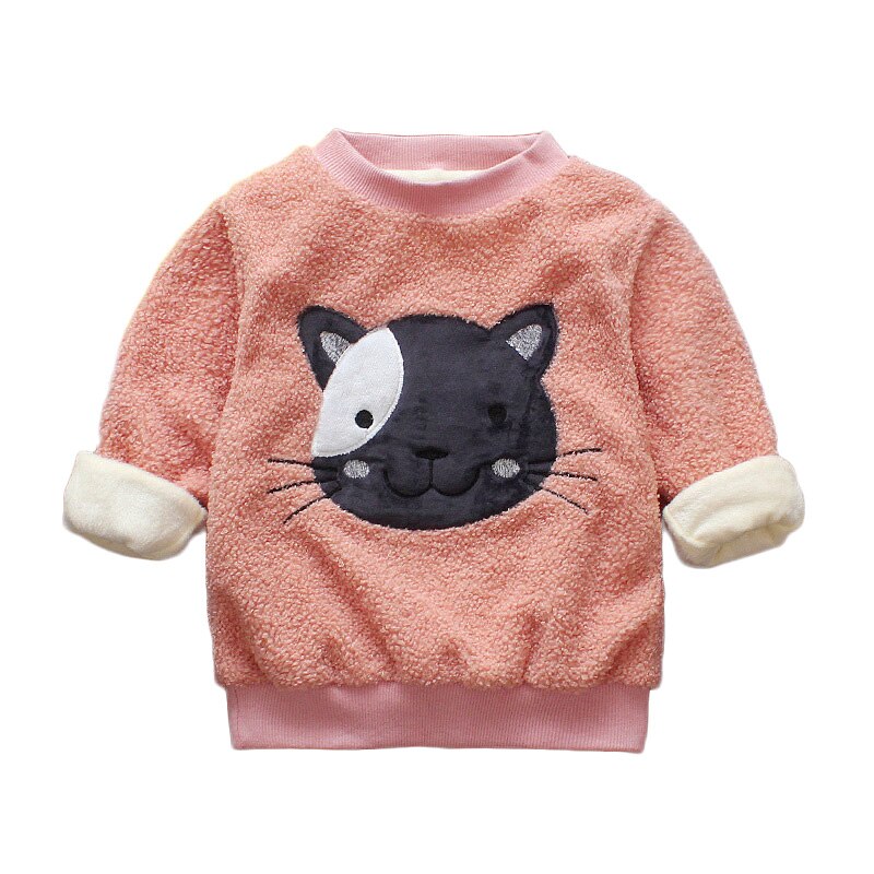 Varme sweatshirts til børn baby drenge piger børn vintertøj spædbørn tegneserie pullovere småbørn o-hals fløjl træningsdragter 0-2y