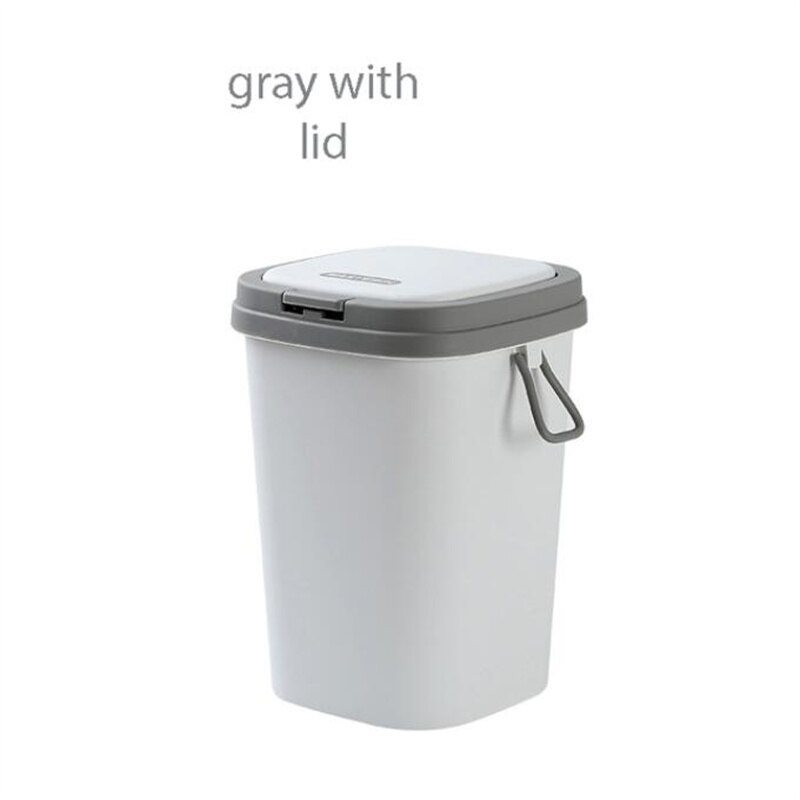 Trash Can Organizer Toilet Garbage Container Bin Home Living Room Kitchen Waste Bin Household Office Dustbin Home Cleaning Tools: Grey press / 13L