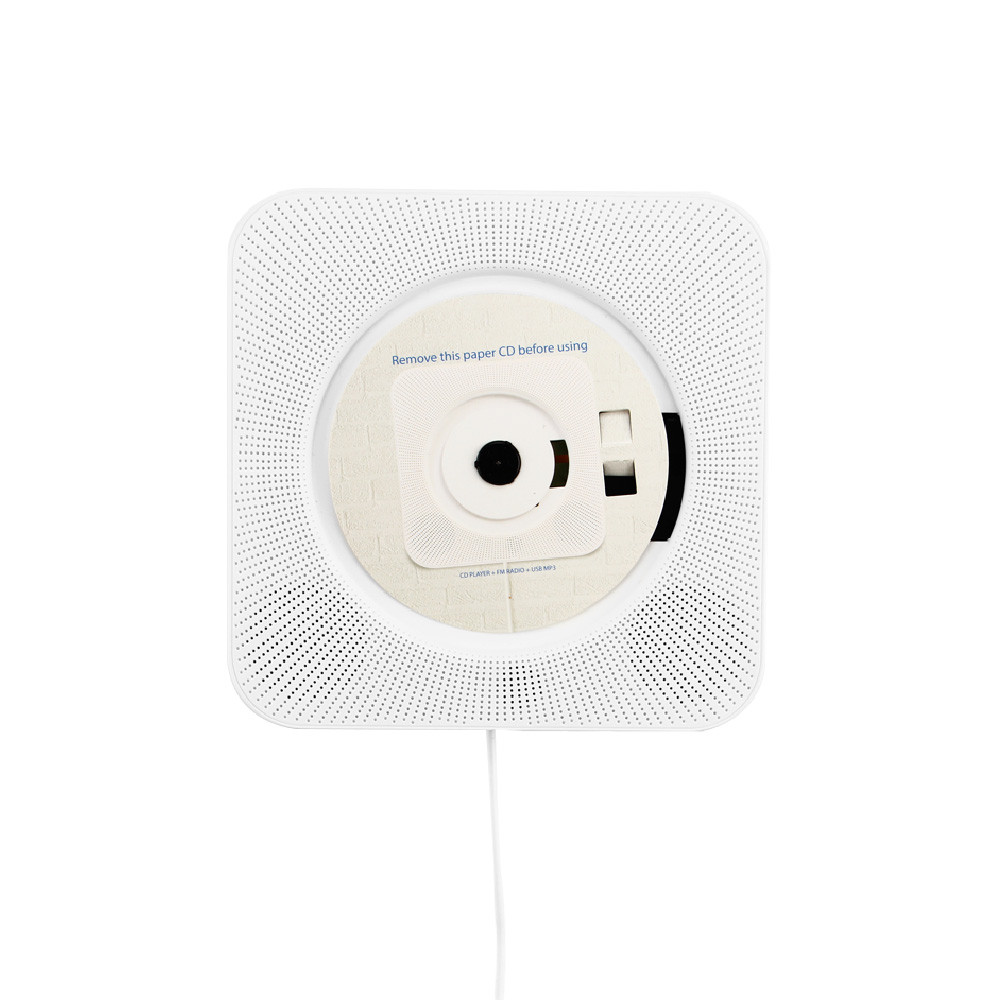 Et cd-afspiller vægmonterede bluetooth musikafspillere med fjernbetjening / 3.5mm hovedtelefonstik/ usb adapter understøtter fm radio  mp3: Hvidt eurostik