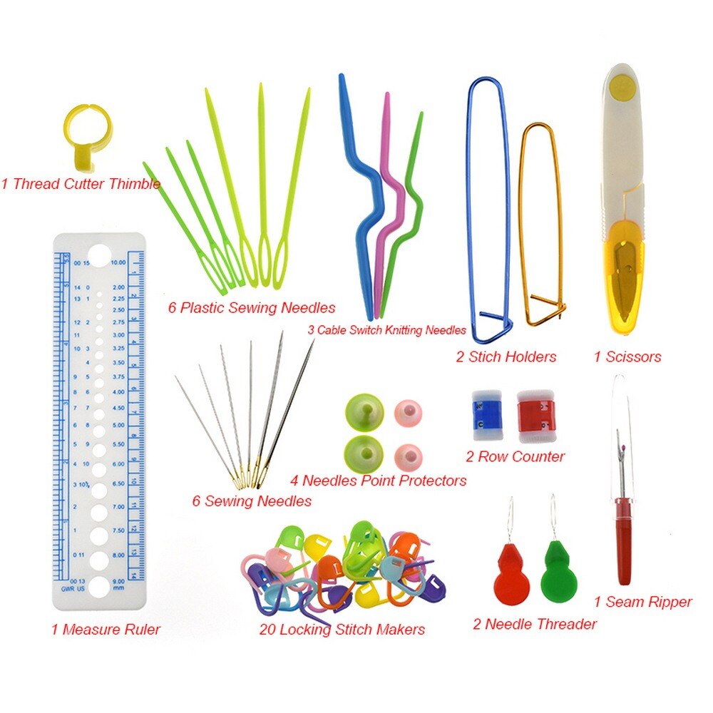 Haaknaalden Set Naalden Set Breinaalden Knit Gauge Schaar Steek Houder Kit DIY Craft Gereedschap met Zak Punch naalden