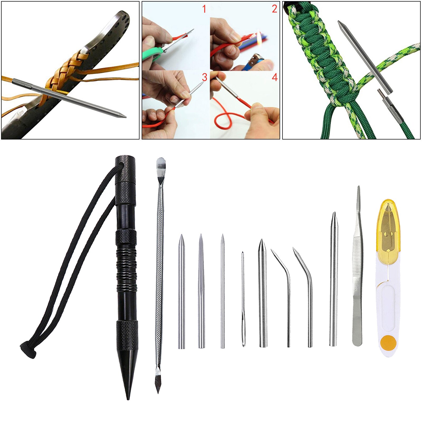 Paracord Lacing Needles Stainless Steel Tool Set Fid Lacing Stitching