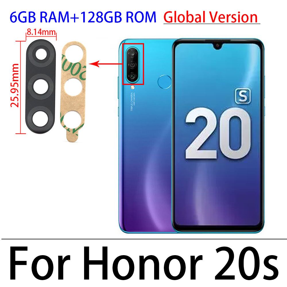 Per Huawei Honor 9X V20 V30 10 10i 20i 10X 20 20S 30S 30 Pro Lite Y9 Macchina Fotografica obiettivo di vetro Posteriore posteriore Della Macchina Fotografica Obiettivo di Vetro con la Colla