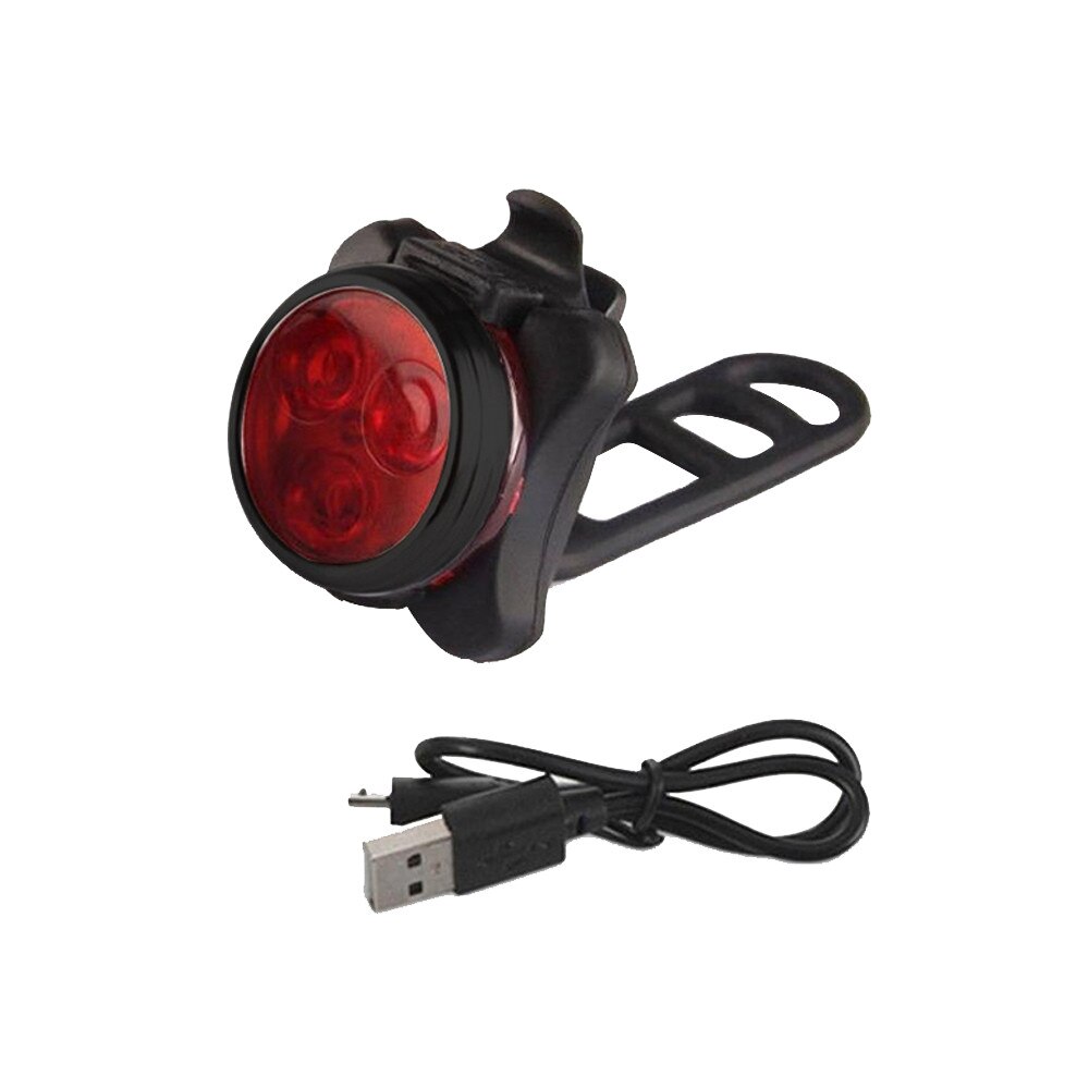 Lumineux vélo vélo vélo 3 LED tête avant lumière 4 modes USB Rechargeable queue pince lumière lampe étanche fietsverlichting #20: Red