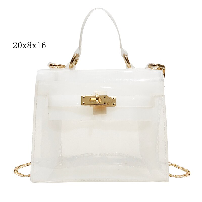 HOCODO Neue PVC transparent Frauen Kupplung Tasche Durchsichtig Handtaschen Abend Tasche Handtasche Kette Schulter Tasche Umhängetasche: Weiß Schulter Taschen