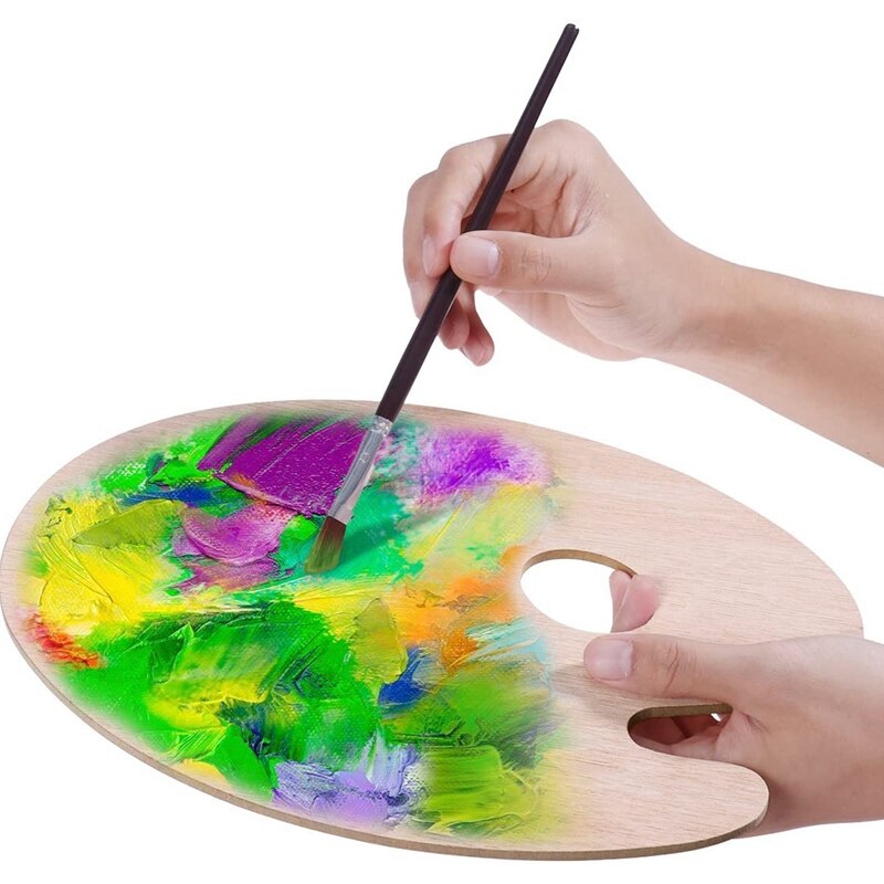 Paleta ovalada de pintura al óleo de 2 piezas, paleta de dibujo pintura acrílica al óleo