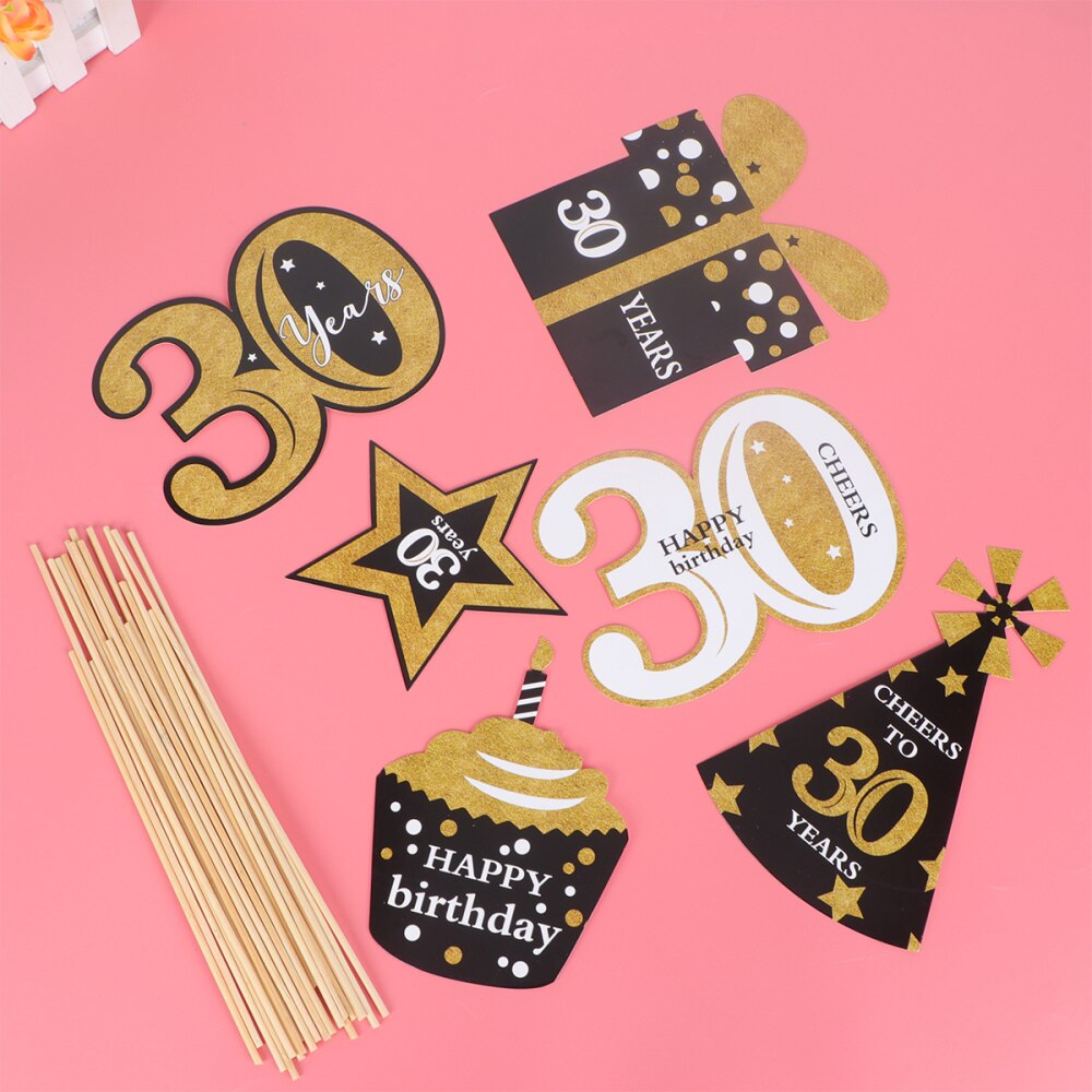 24pcs Birthday Party Photo Props Hand Hold Photo Props Funny Party Decorative Photo Props (30 Years Old)